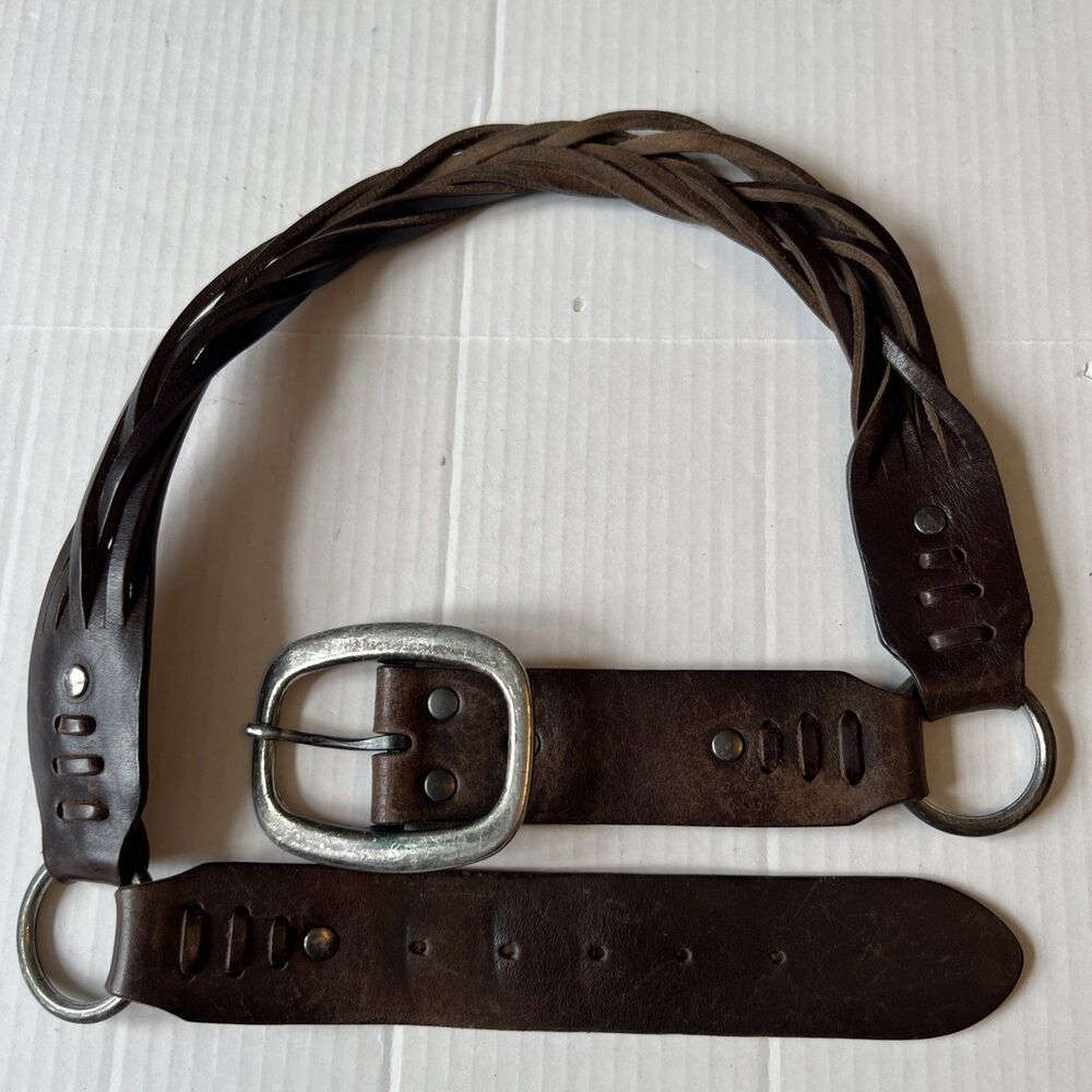 Vintage AllSaints Men's Leather Belt Leather Black 34